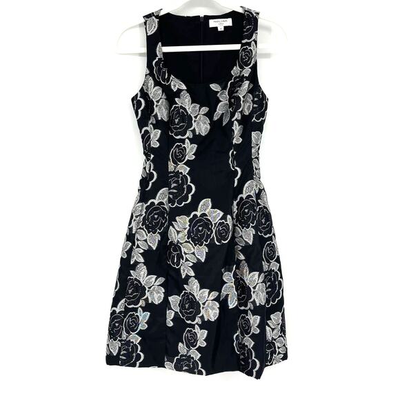 Prabal Gurung Collective Black Floral Jacquard Flare Dress Size 0 - Picture 1 of 6